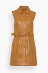 Sophisticated Button Front Belted Pocketed Short Shift Sleeveless Dress