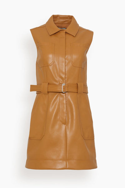 Sophisticated Button Front Pocketed Belted Shift Short Sleeveless Dress