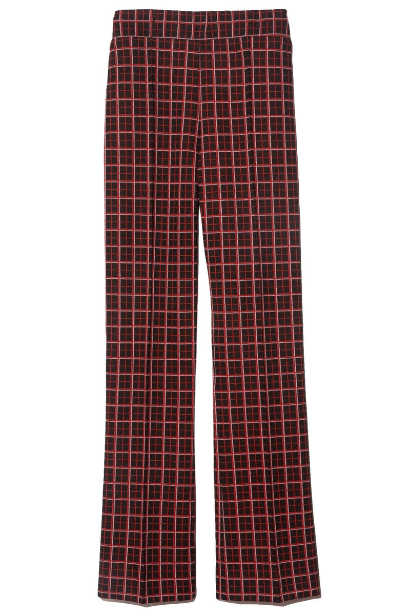 black and red check pants