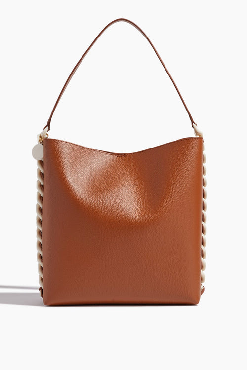 Stella McCartney Handbags Tote Bags Frayme Embossed Grainy Tote Bag with Contrast Chain in Tan