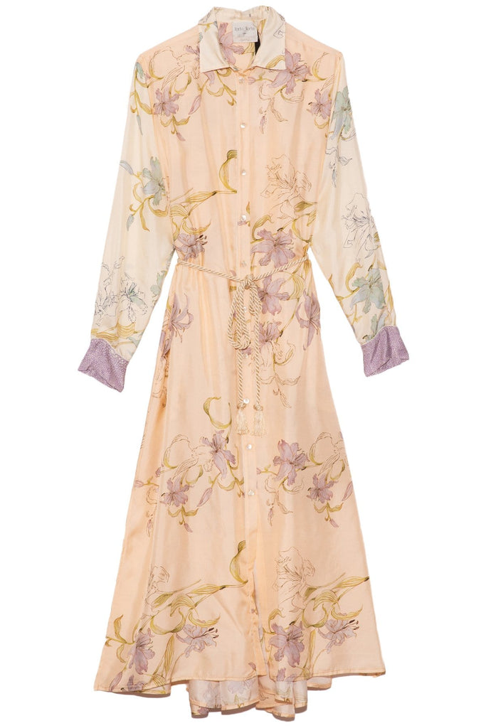 Silk Twill Kaftan Dress in Pesca – Hampden Clothing