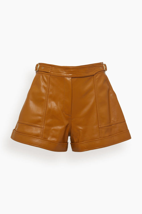 Jonathan Simkhai Shorts Chace Vegan Leather Belted Shorts in Copper
