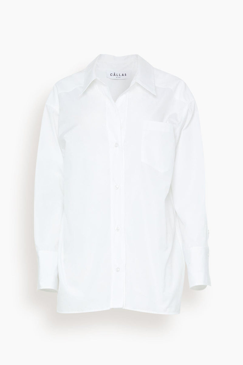 Adam Lippes Petra Cotton Poplin Oversize Shirt in White – Hampden Clothing