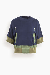 Sacai Nylon Twill Mix Knit Pullover in Navy – Hampden Clothing