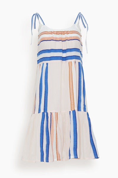 Tiered Striped Print Beach Dress/Midi Dress