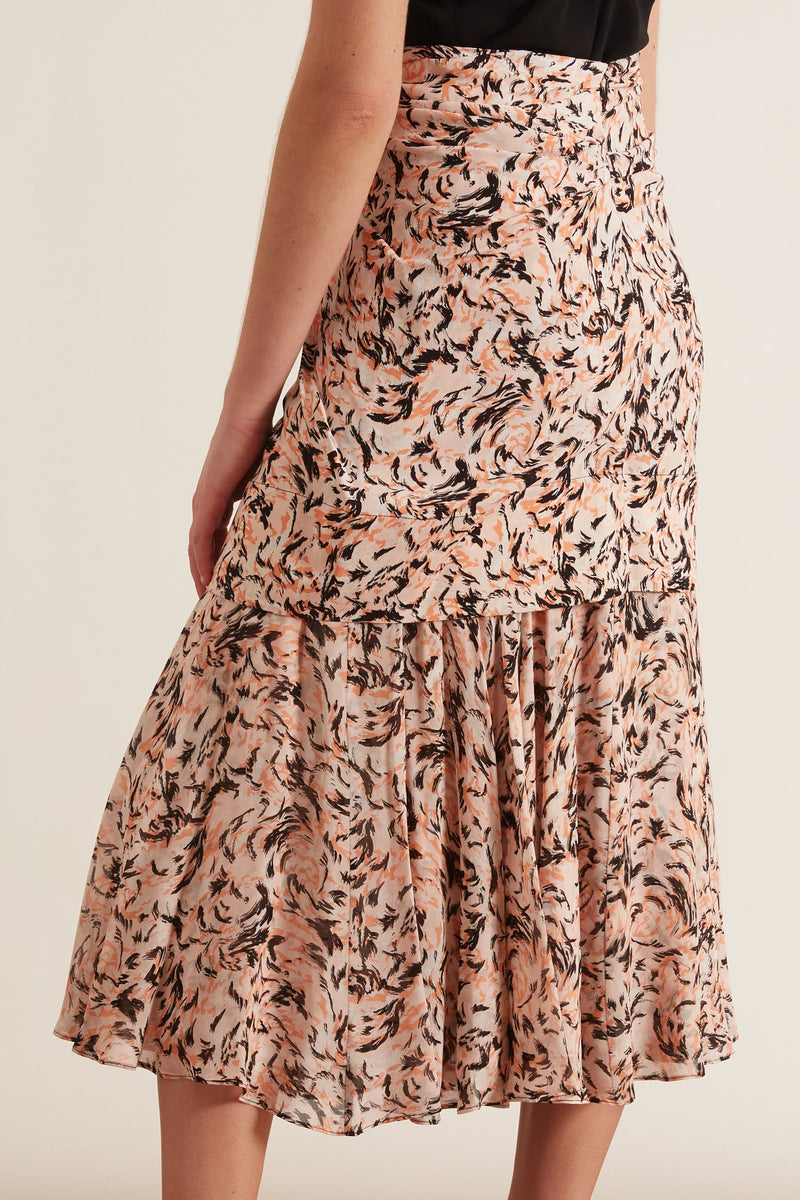 Download Proenza Schouler Chiffon Layered Skirt In Coral Black Abstract Animal Hampden Clothing