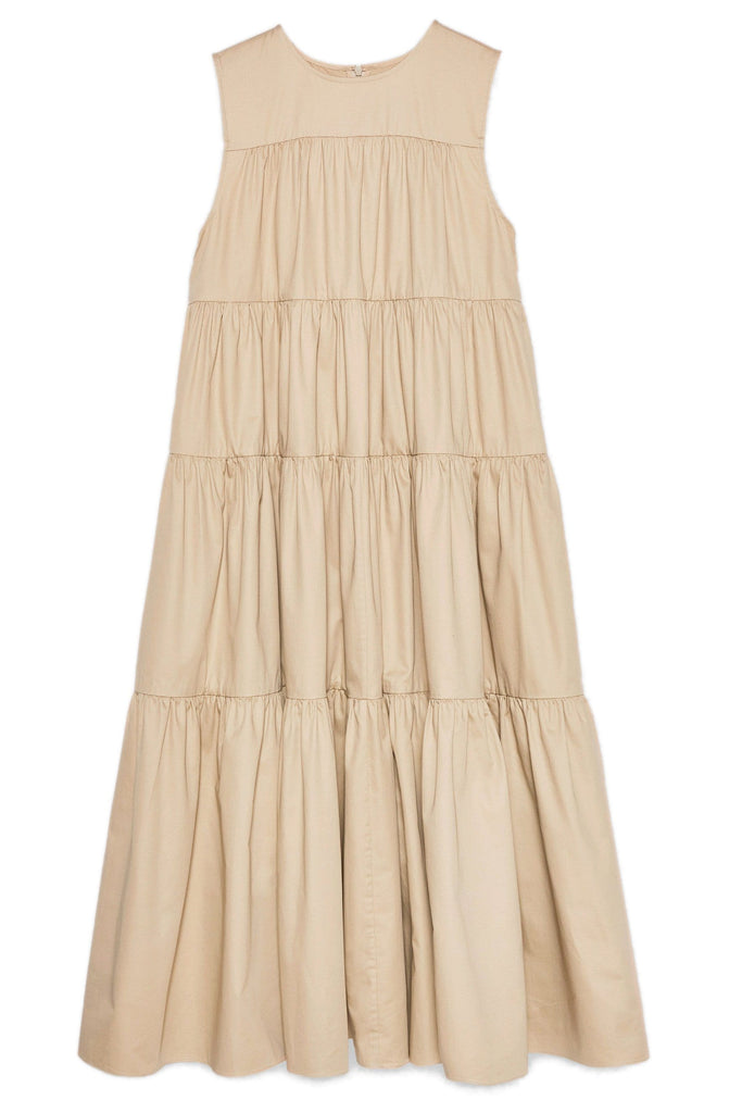 Sleeveless Tiered Midi Dress in Taupe – Hampden Clothing