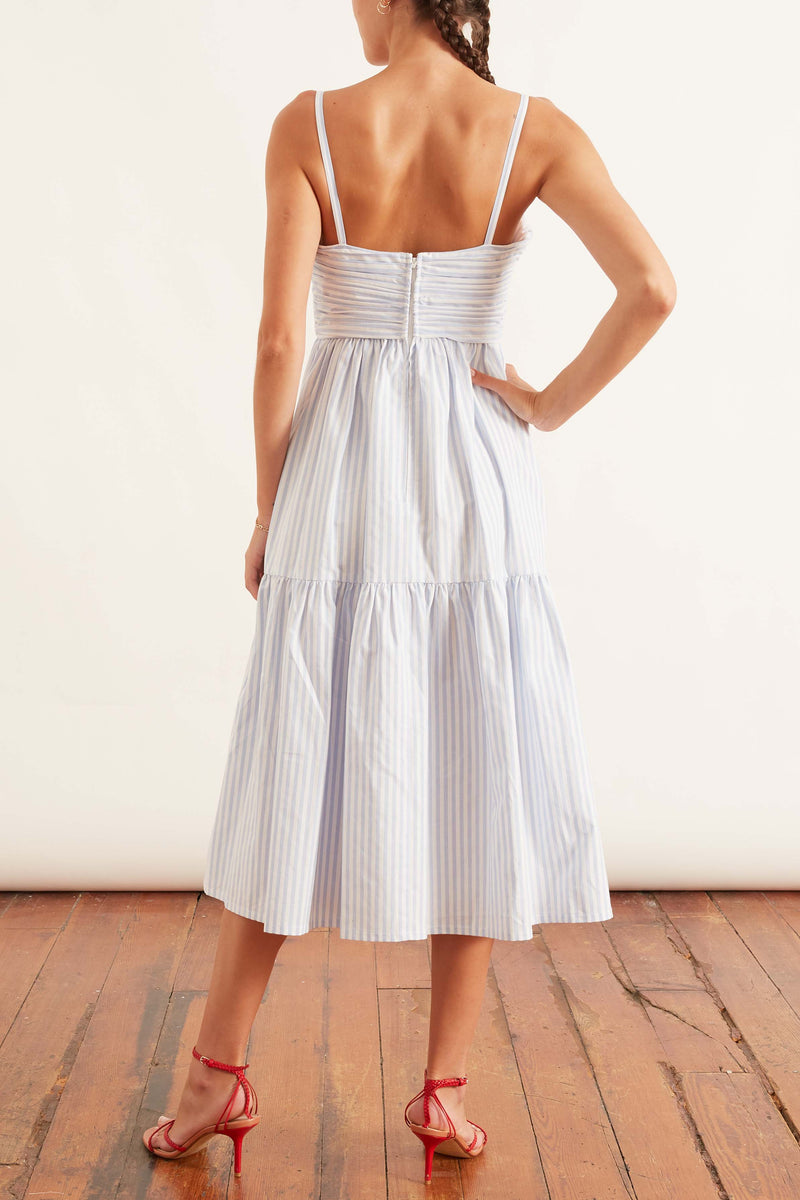 Carolina Herrera Spaghetti Strap Dress With Gathered Hem In White Multi Hampden Clothing