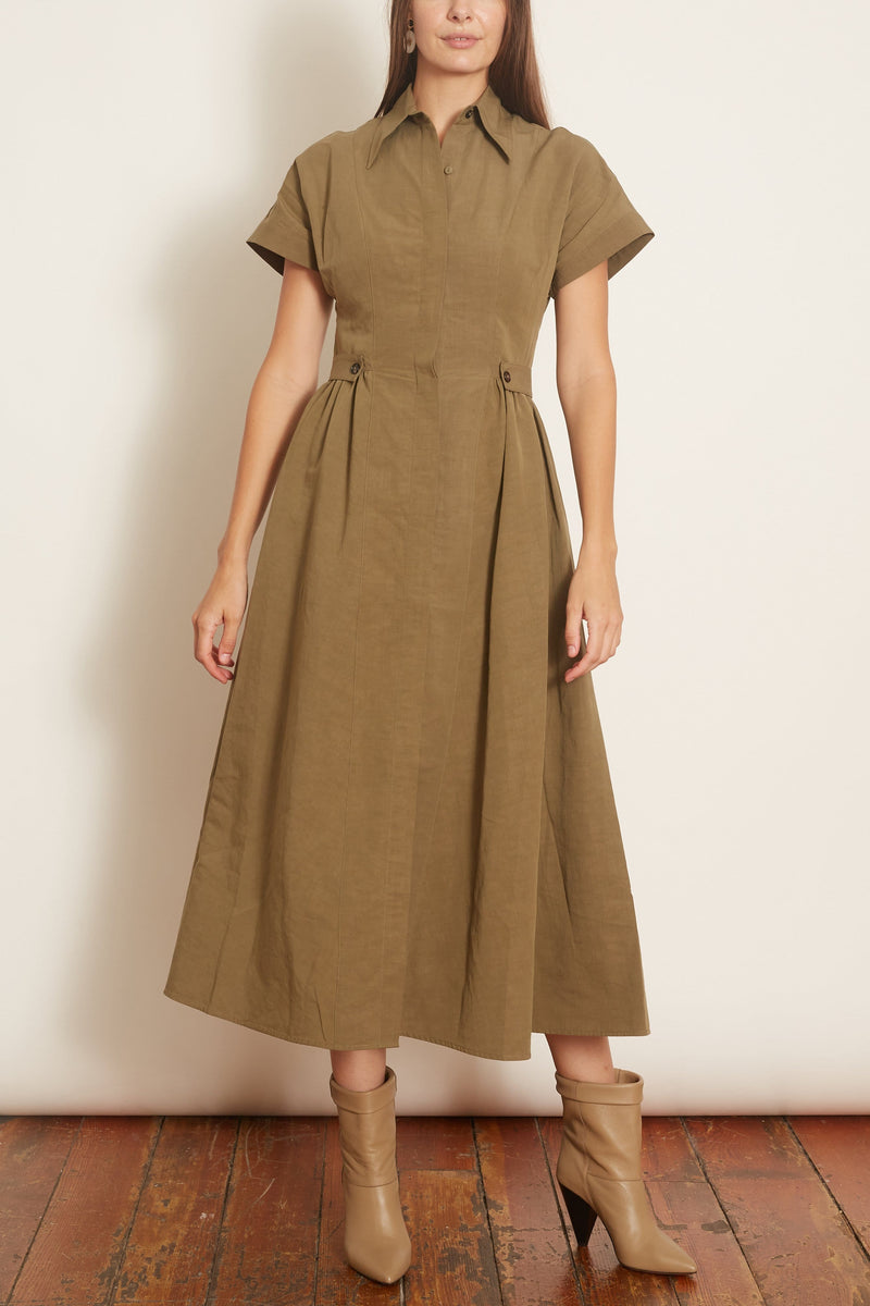 button linen dress