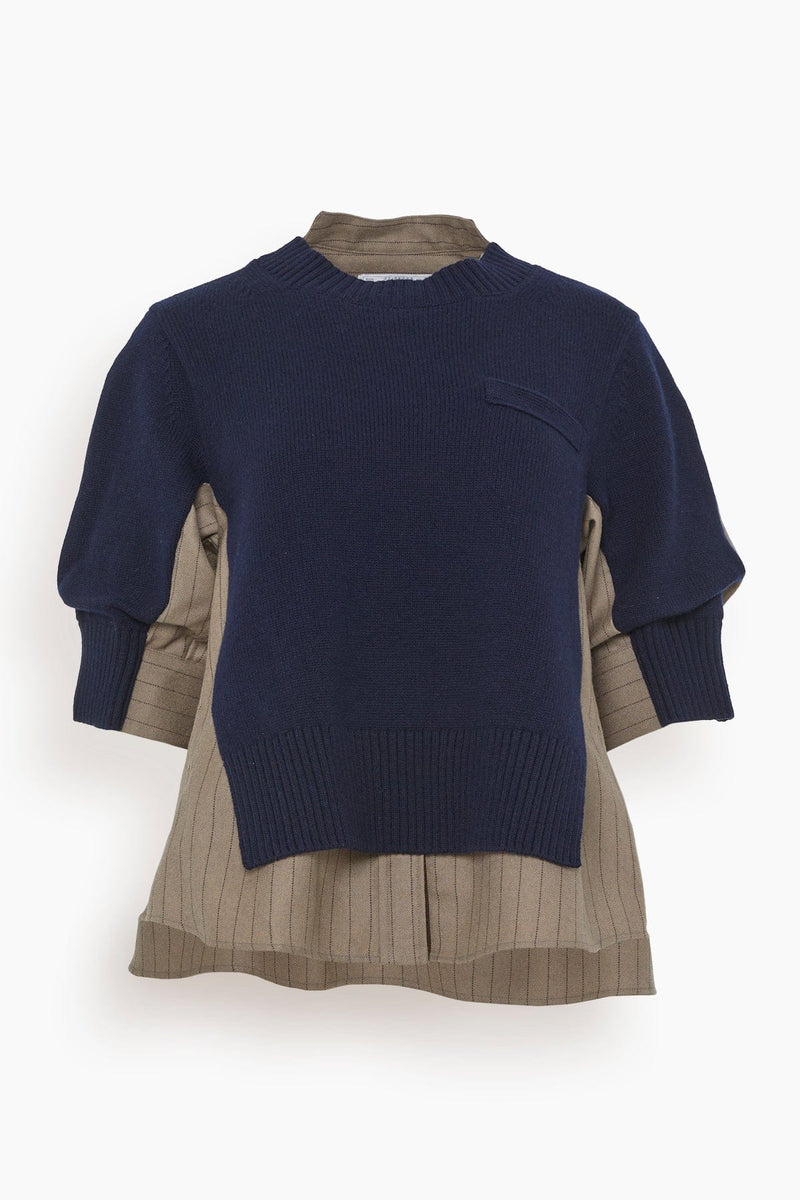 Sacai Chalk Stripe x Wool Knit Pullover in Navy/Beige – Hampden