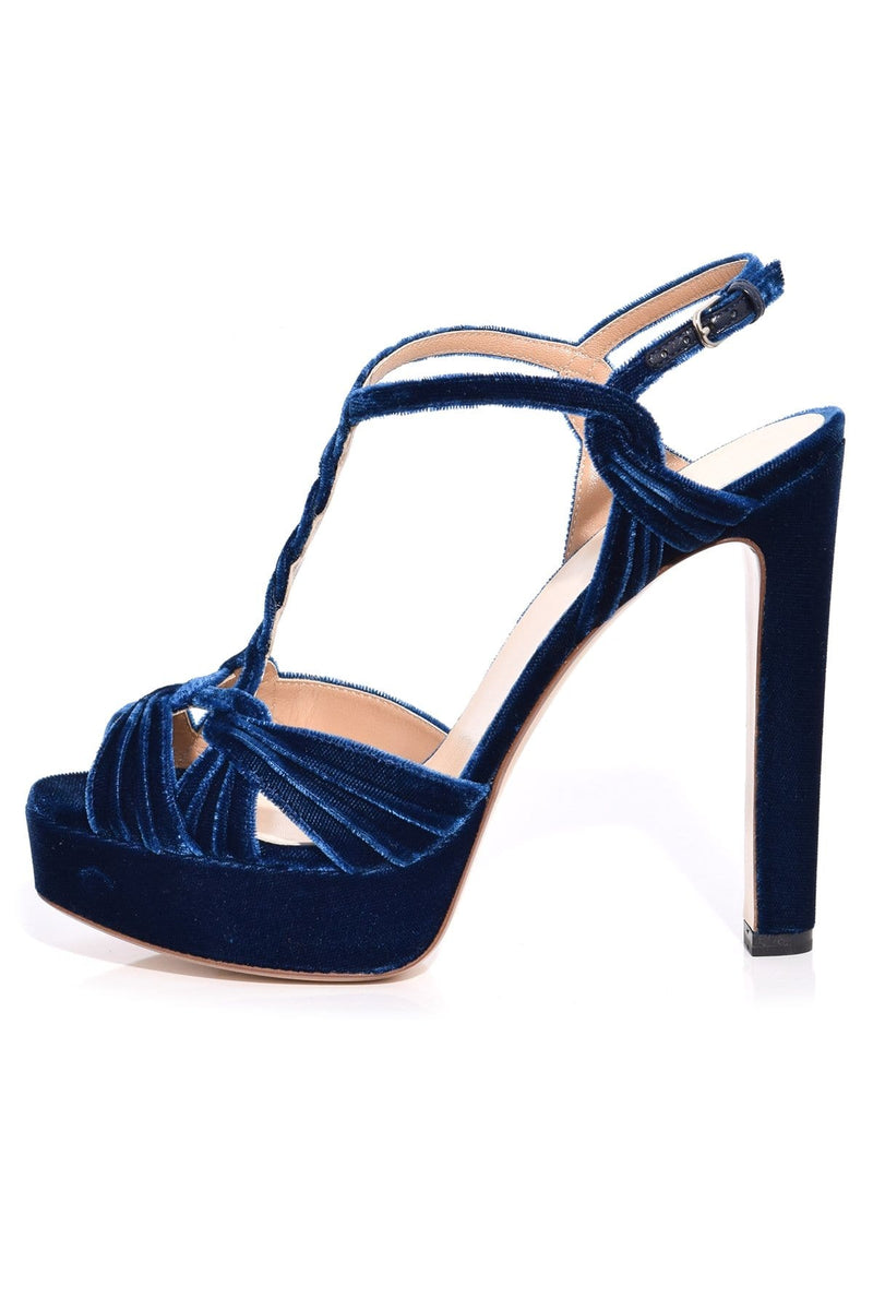 navy velvet heels