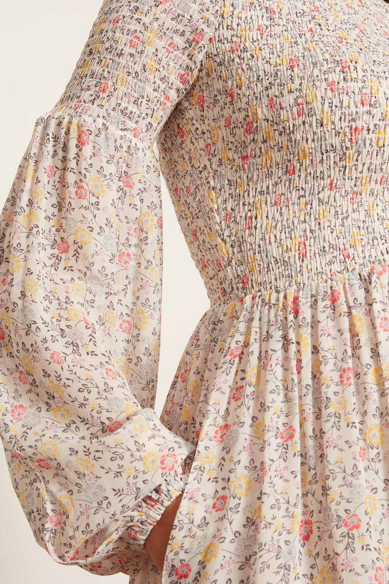 ganni printed georgette smock dress