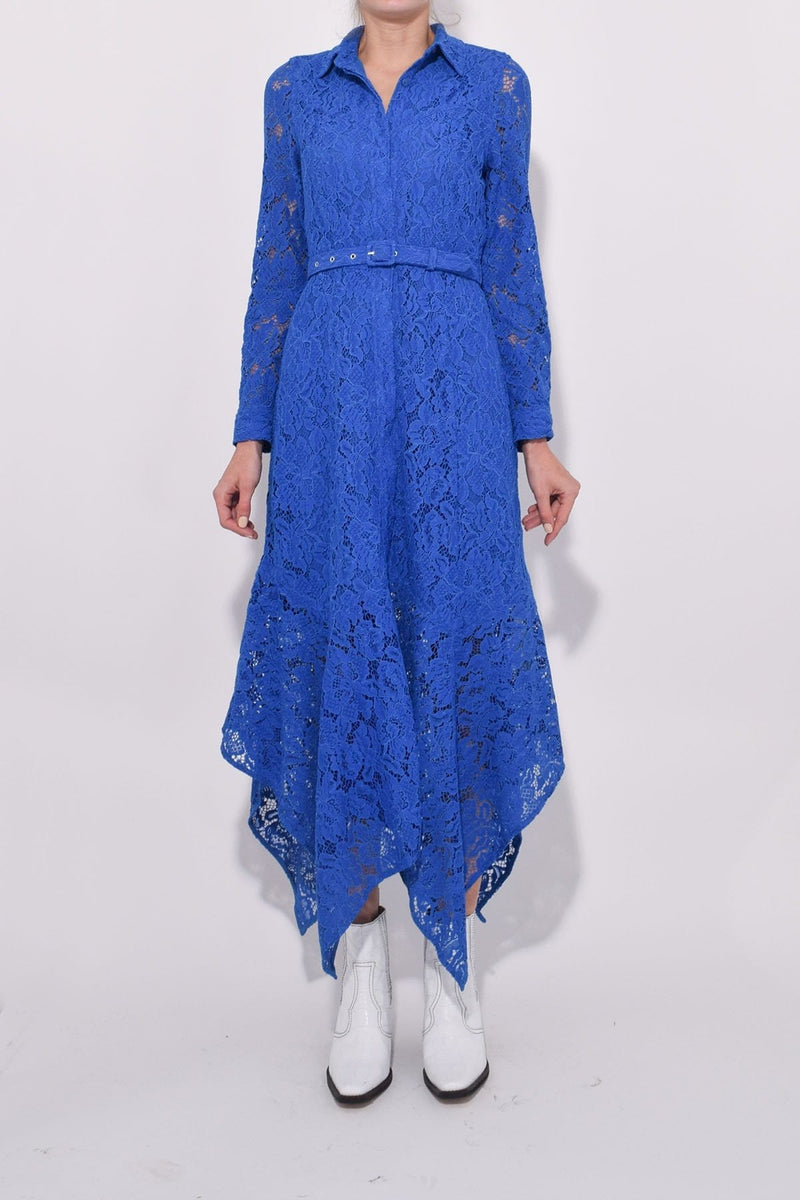 ganni blue lace dress