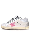 Golden Goose Shoes Superstar Sneakers in Natural Canvas/Pink