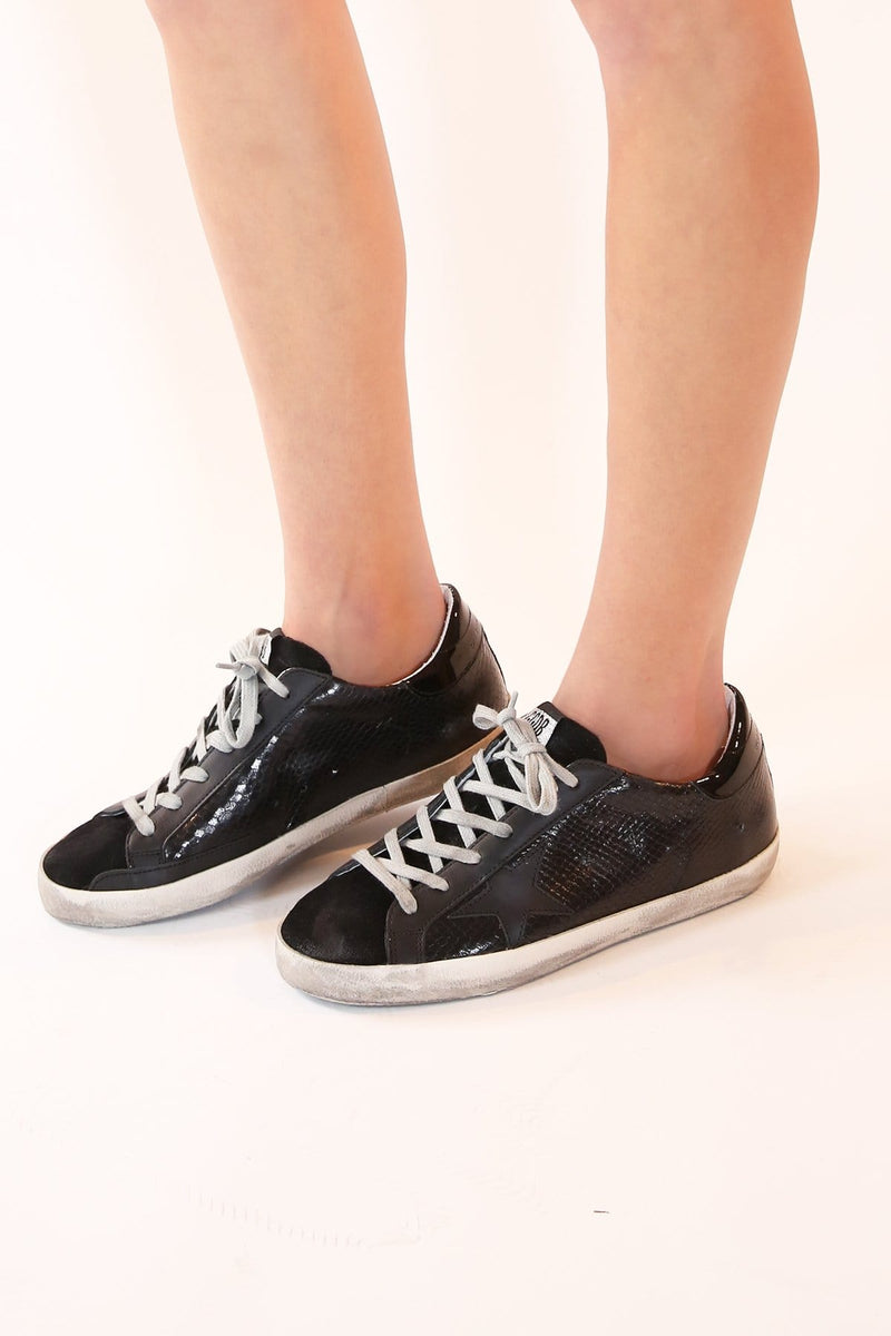 golden goose black snake superstar sneakers