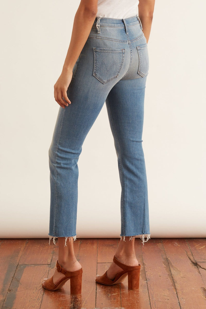 mother frayed ankle jeans