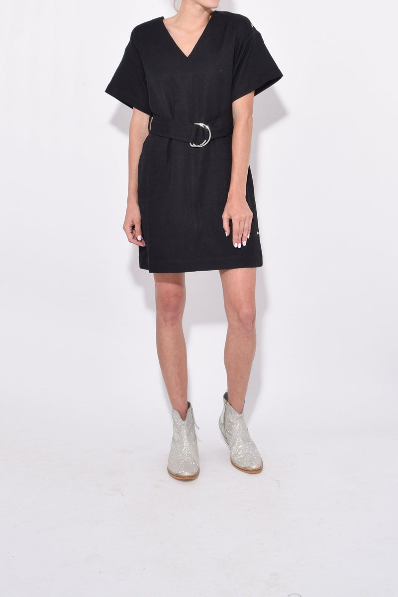 short sleeve linen shift dress