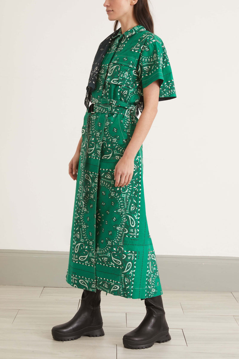 Sacai Bandana Print Dress in Green – Hampden Clothing