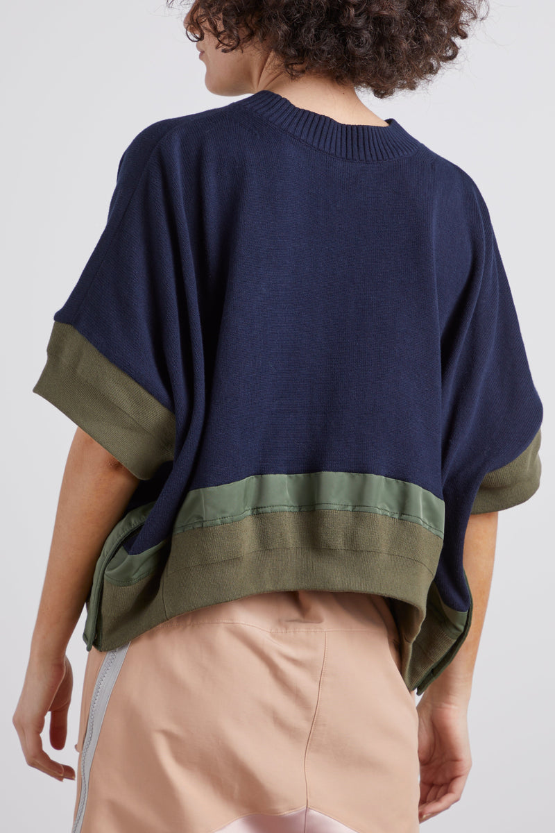 Sacai Nylon Twill Mix Knit Pullover in Navy – Hampden Clothing