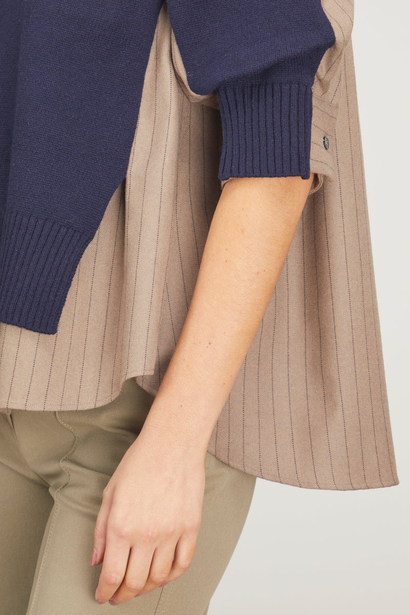 Sacai Chalk Stripe x Wool Knit Pullover in Navy/Beige – Hampden