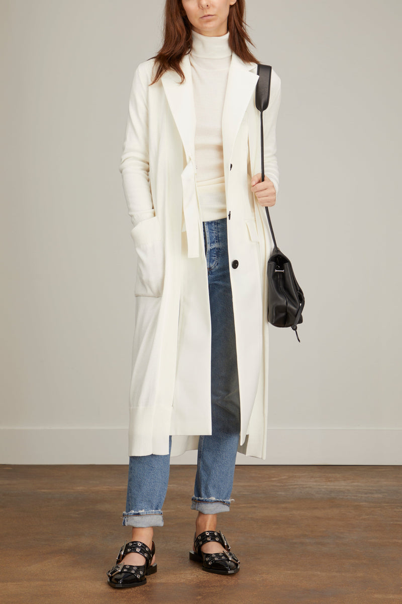 Suiting x Knit Cardigan in White – Hampden