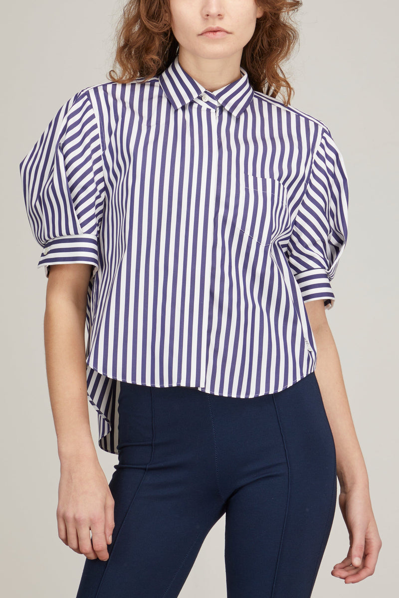 Sacai Thomas Mason / Cotton Poplin Shirt in Navy Stripe – Hampden