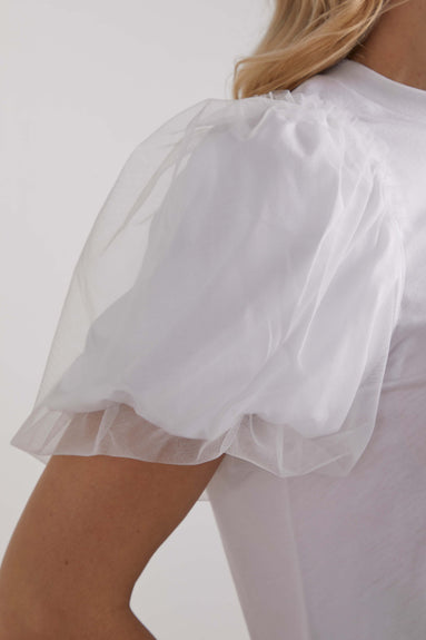 Simone Rocha Tops Cropped Short Puff Sleeve in White/Ivory