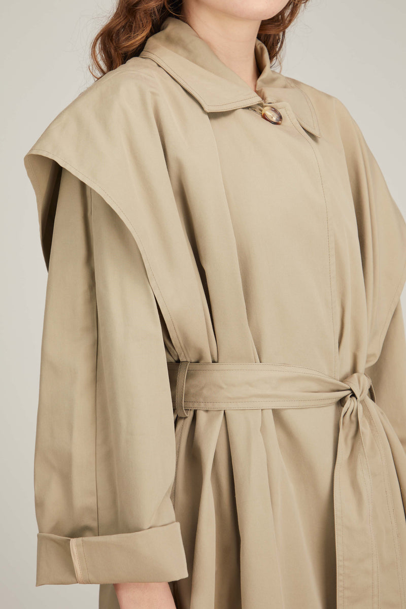 Toteme Layered Cotton Cupro Trench in Wet Sand – Hampden Clothing