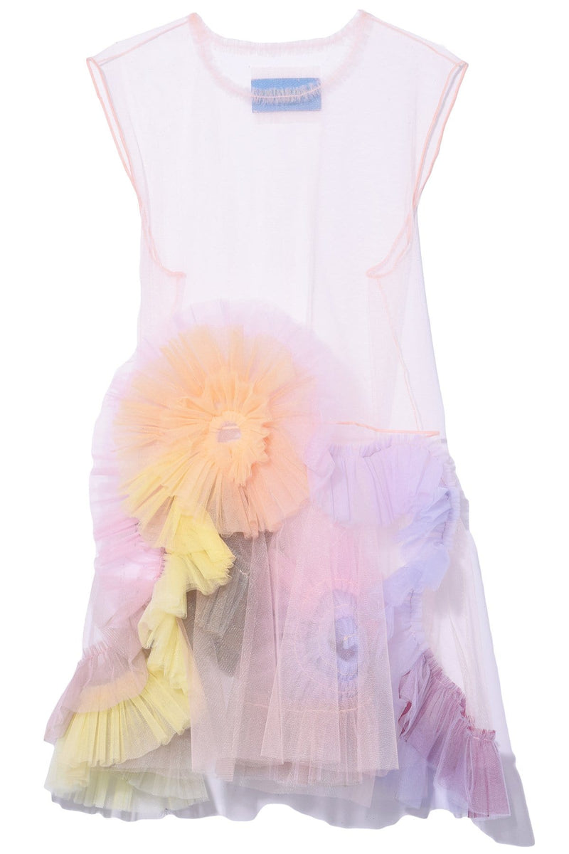 Rainbow Swirl Tulle Dress In Light Pink Hampden Clothing
