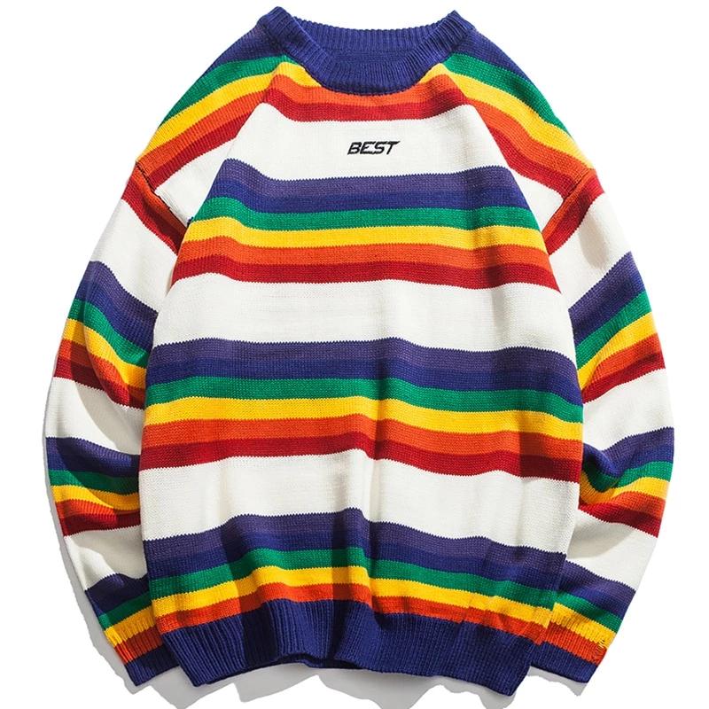 rainbow striped sweater