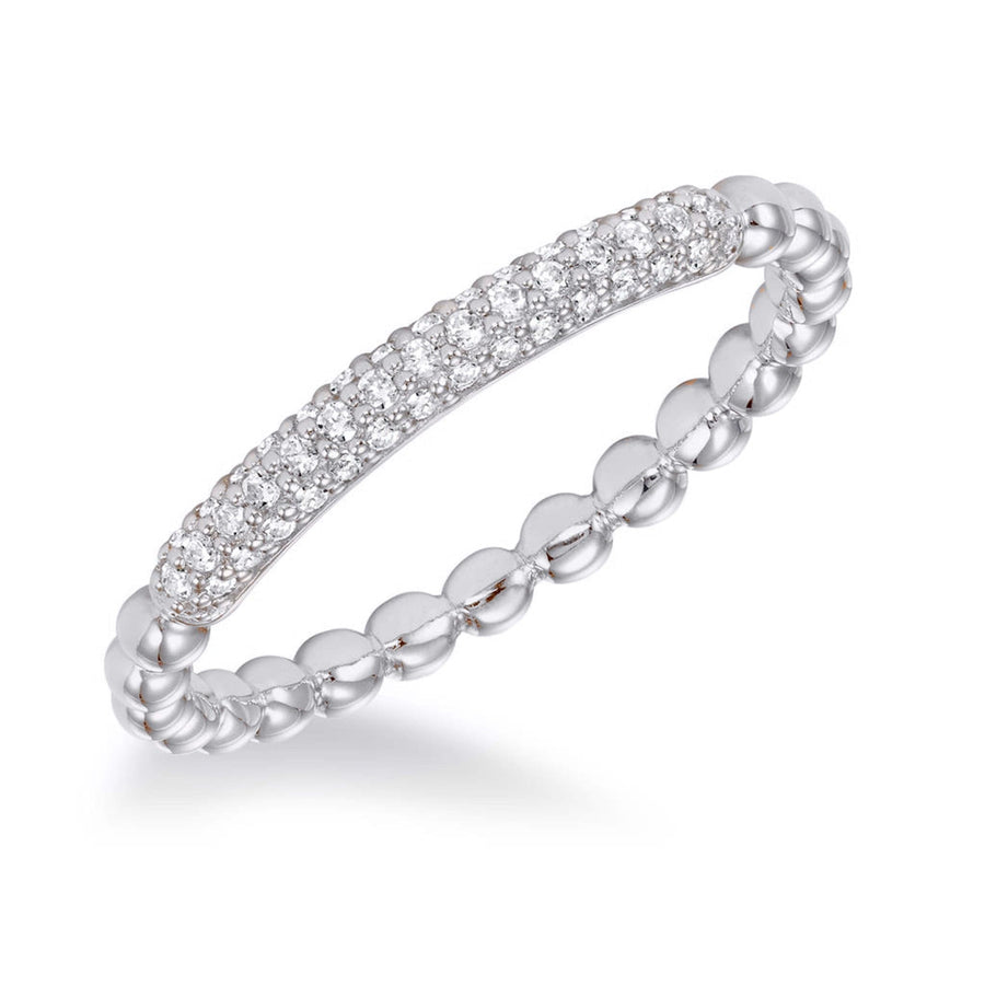 Pave Diamond Beaded White Gold Band Ring by Frederick Goldman