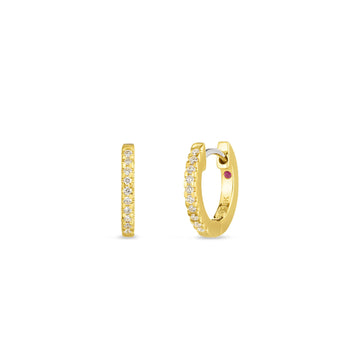 Roberto Coin .35 ct. t.w. Diamond Hoop Earrings in 18kt Yellow Gold. 3/4