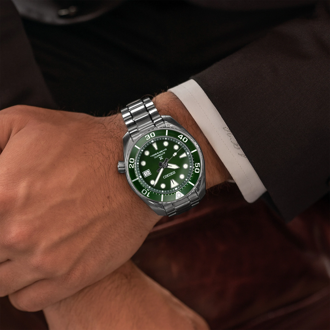 Seiko Men's SPB103 Prospex 'Sumo' Green Dial 45mm Watch | Skeie's Jewelers