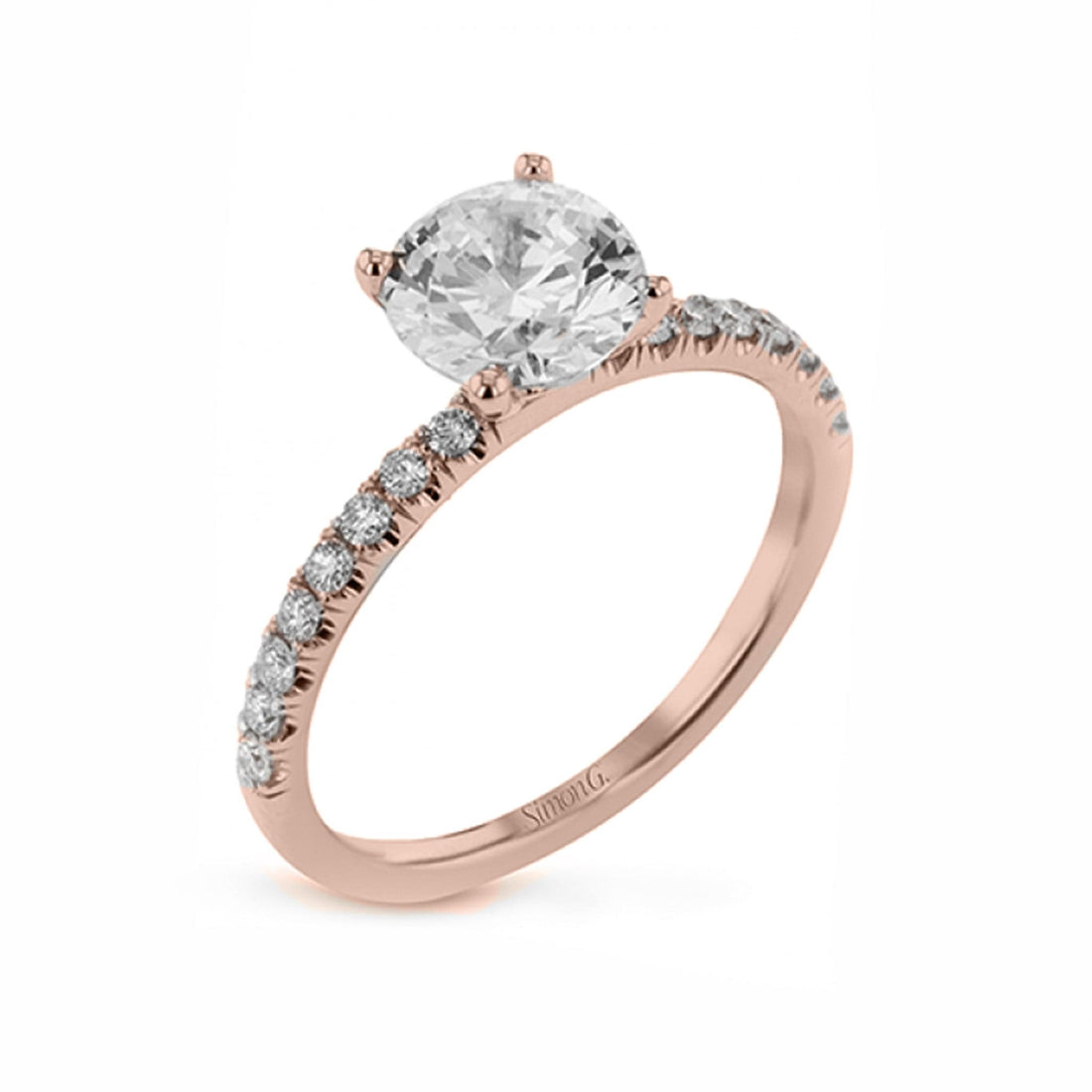 Diamond Shoulder 18k Rose Gold Engagement Ring by Simon G