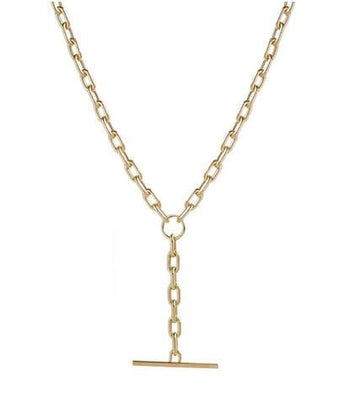 14K Gold Small Square Oval Link Chain Necklace
