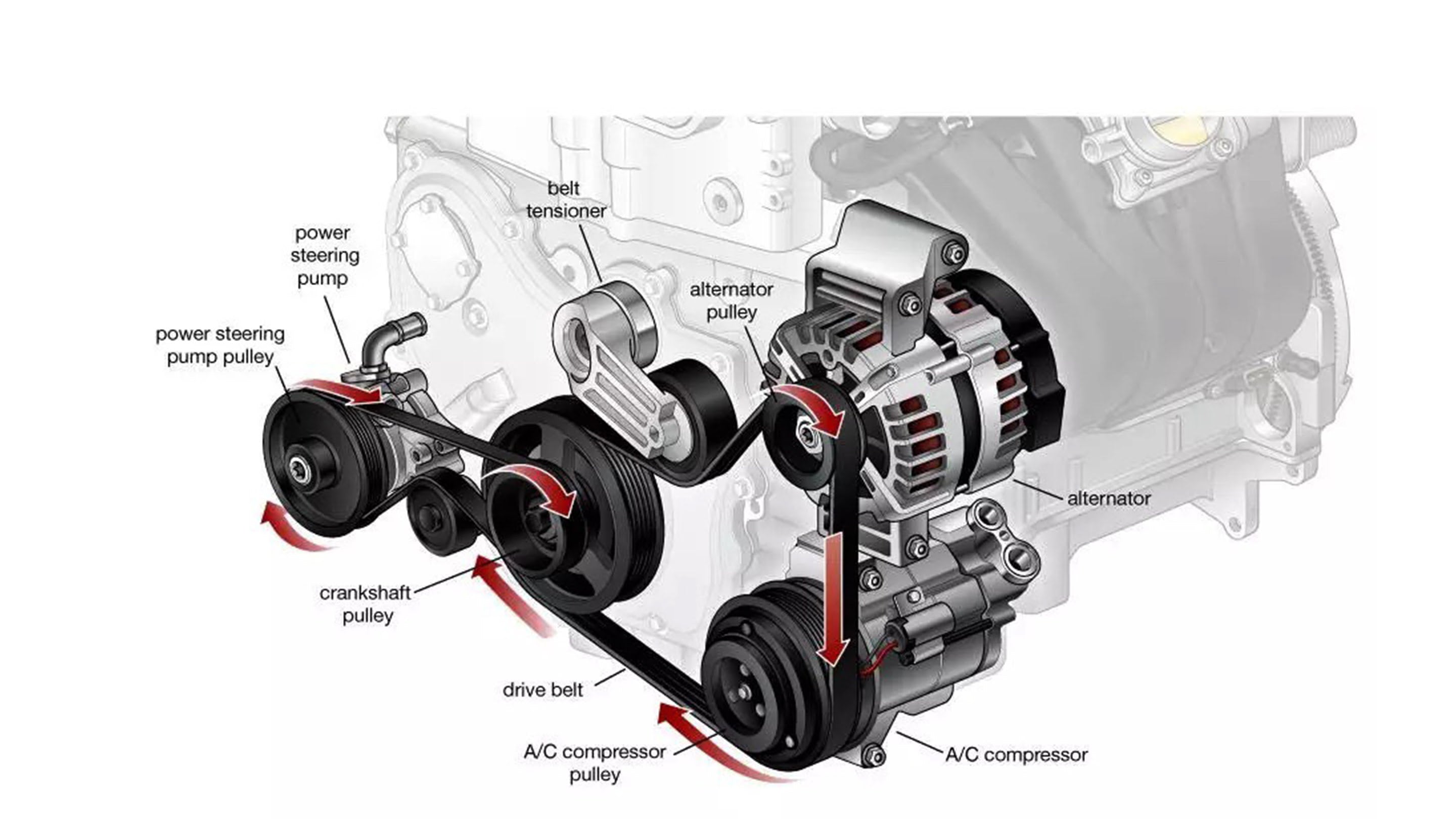 Diagram showing belt system in car