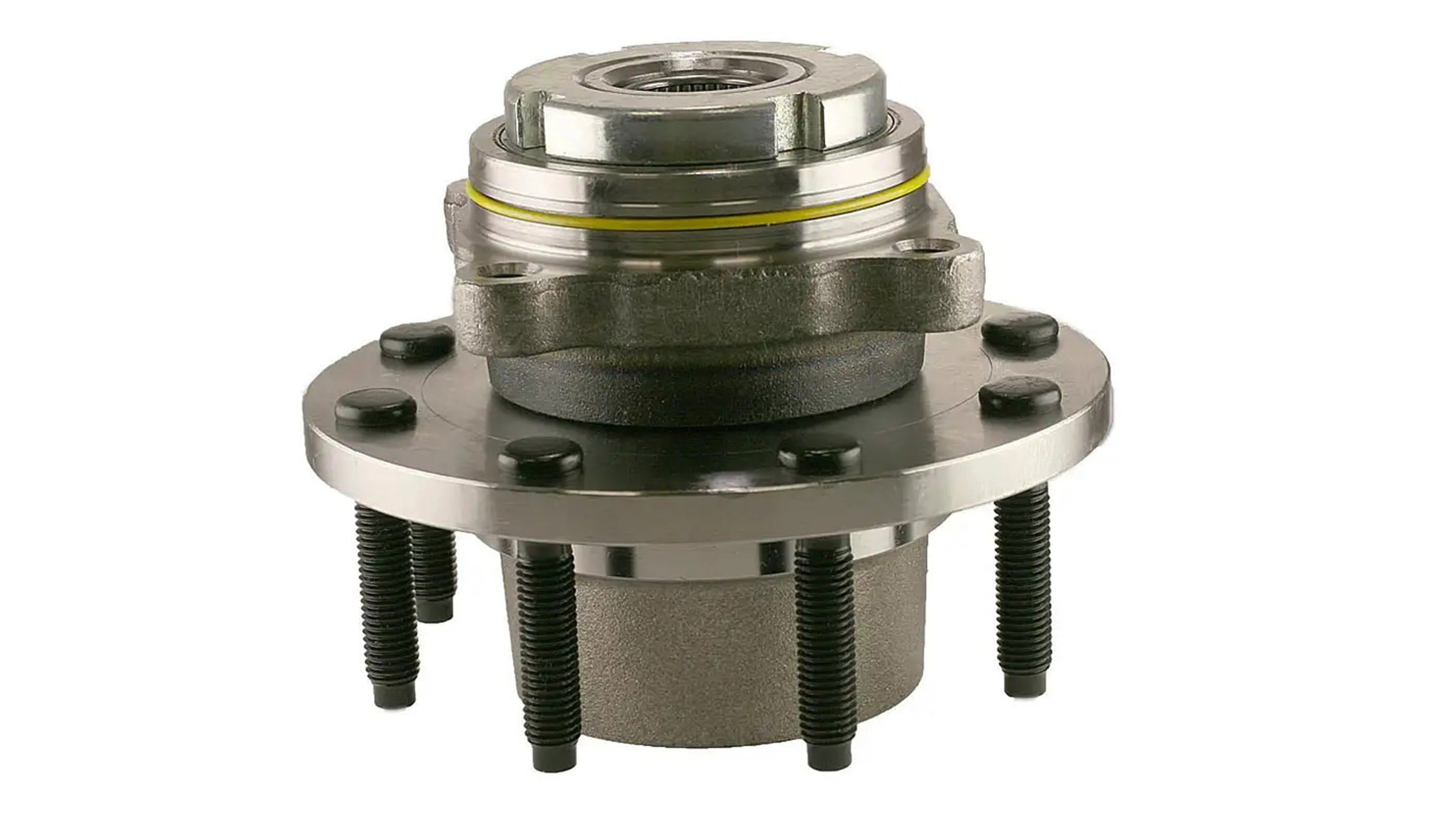 Wheel hub assembly with studs and hole in center visible