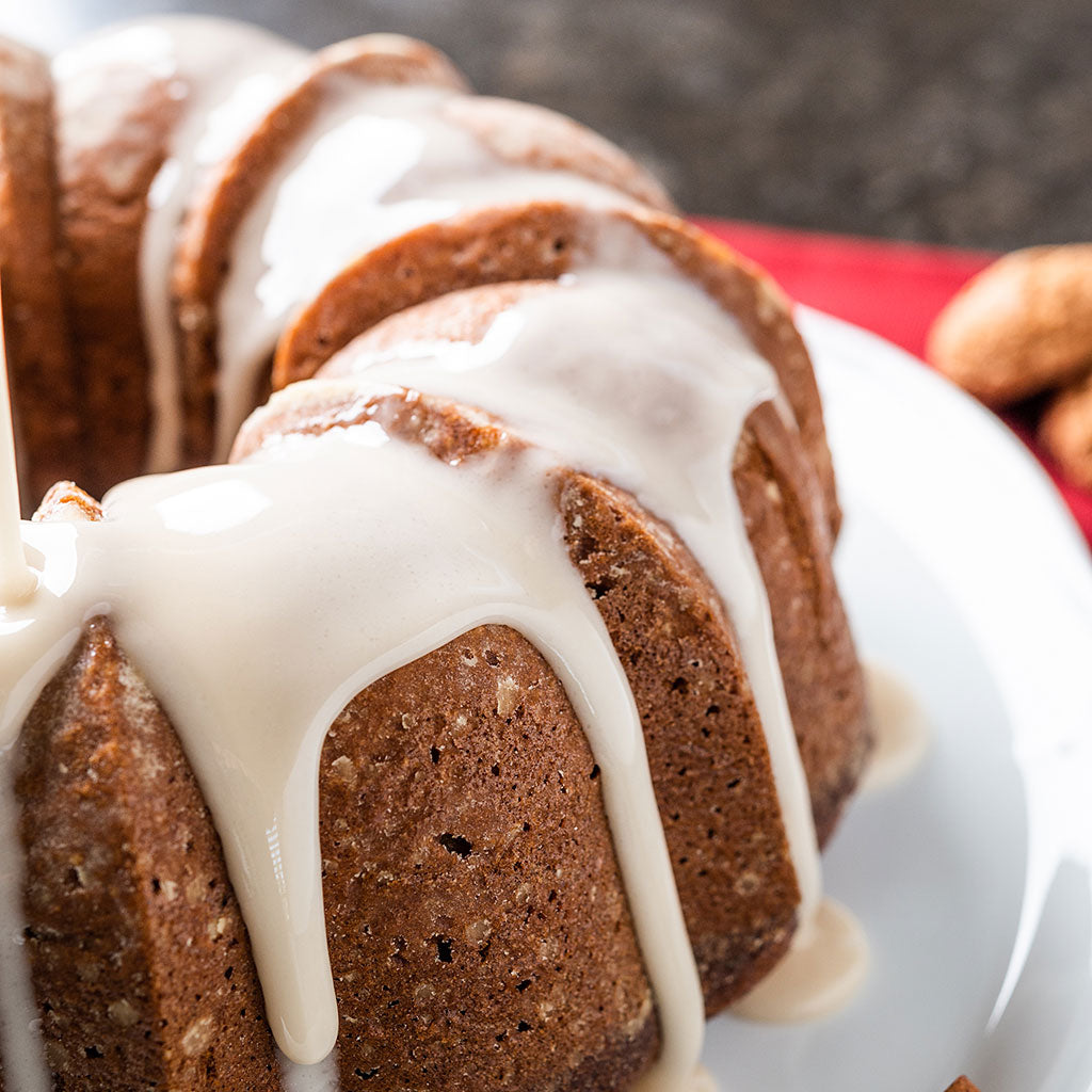 Butternut Squash Olive Oil Cake with Amoretti Cookie Glaze