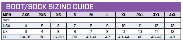 Scubapro Delta Boot Sock Size Guide - BlueHolicScuba