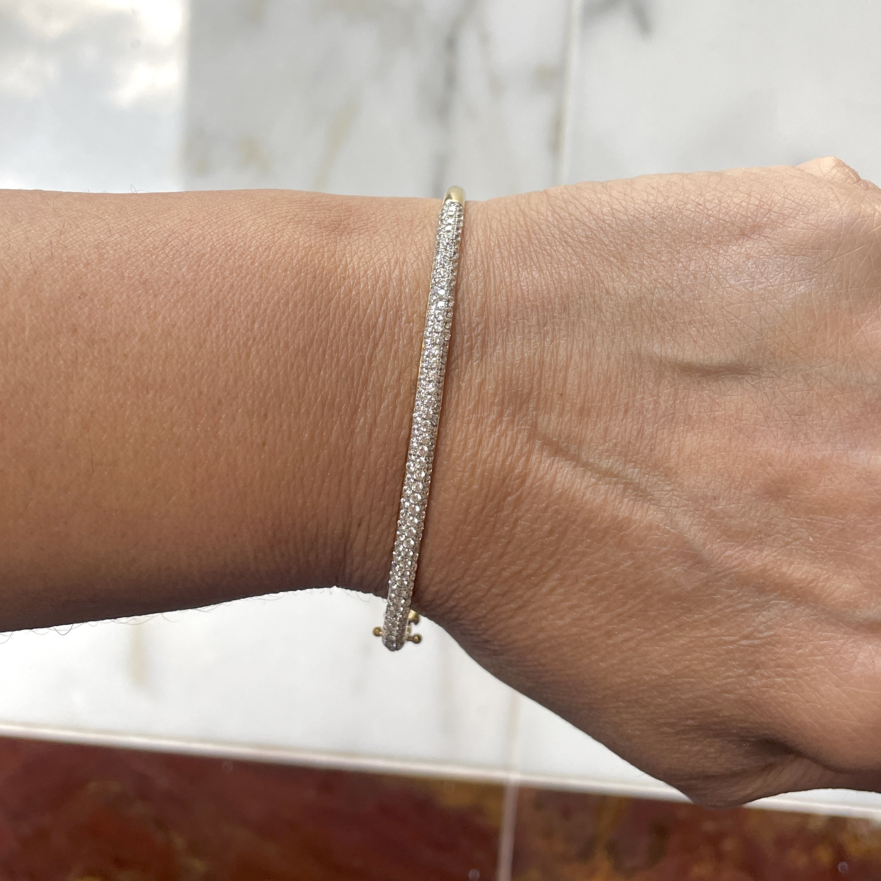 CZ and Silver Bangle | Mansi Jewelry