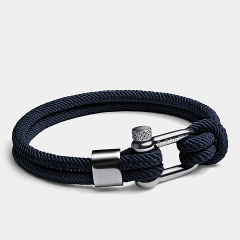 Elegatto Alchor Platinum Navy Bracelet