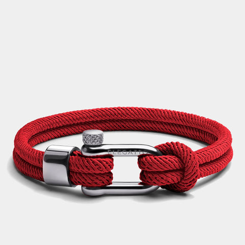 Elegatto Alchor Platinum Red Bracelet