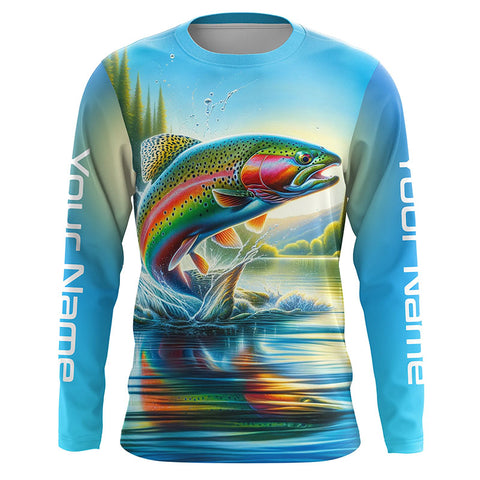 Rainbow Trout Fly Fishing Custom Long Sleeve Tournament Fishing