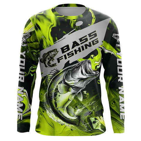 Personalized Bass Long Sleeve Tournament Fishing Shirts, Multi