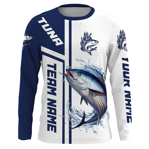 Yellowfin Tuna Fishing Custom Name Performance Fishing Shirt, Sun
