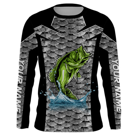 Personalized Bass Fishing jerseys, Bass Fishing Long Sleeve Fishing  tournament shirts, blue IPHW3401