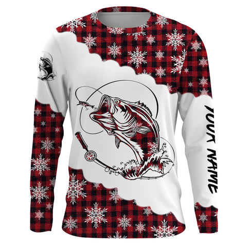 Bass Fishing Christmas Tree Custom Long Sleeve Fishing Shirts