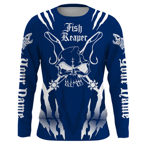 Fish reaper Custom Long Sleeve performance Fishing Shirts, Skull Fishi –  Myfihu