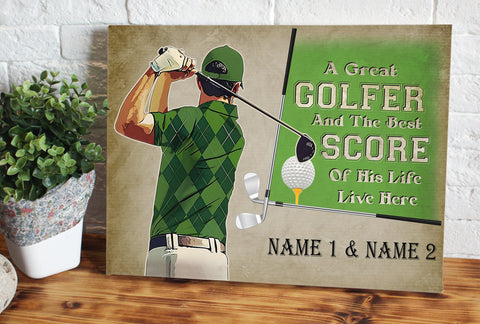 A great golfer and the best score of his life live here custom golf Wall Art Print, golfing gifts NQS4680