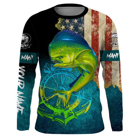 Mahi mahi fishing American flag patriotic Custom Name men performance –  Myfihu